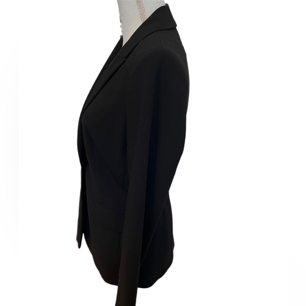 🔥🔥Calvin Klein Womens Black Blazer Size 4 One Button Career Jacket Pockets - Picture 2 of 5
